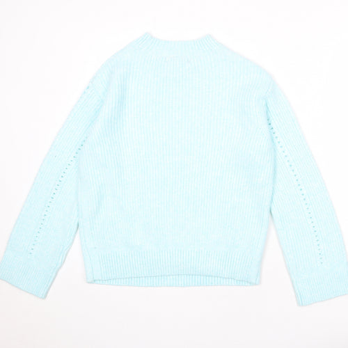 Marks and Spencer Womens Blue Round Neck Acrylic Pullover Jumper Size S