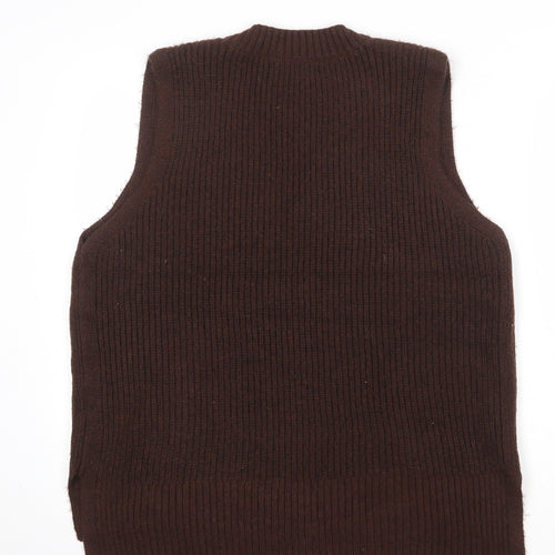 Marks and Spencer Womens Brown V-Neck Polyester Vest Jumper Size L