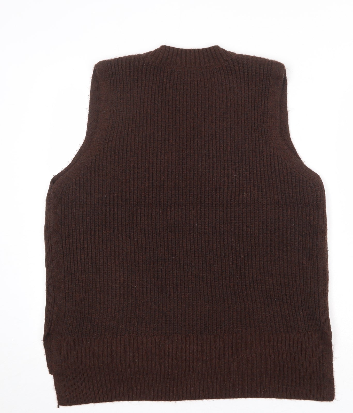 Marks and Spencer Womens Brown V-Neck Polyester Vest Jumper Size L