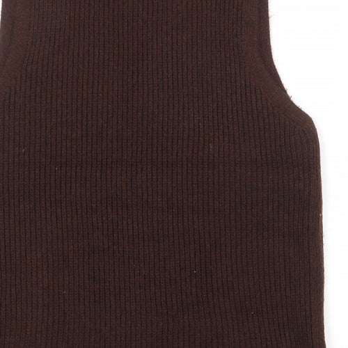 Marks and Spencer Womens Brown V-Neck Polyester Vest Jumper Size L