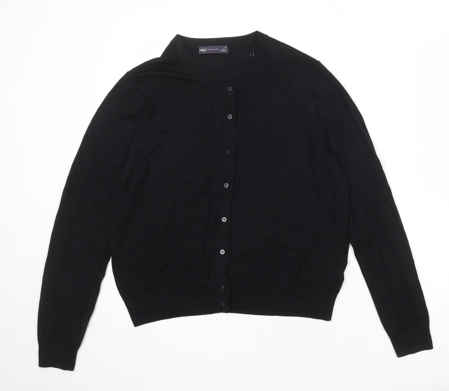 Marks and Spencer Womens Black Round Neck Viscose Cardigan Jumper Size 16