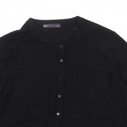 Marks and Spencer Womens Black Round Neck Viscose Cardigan Jumper Size 16