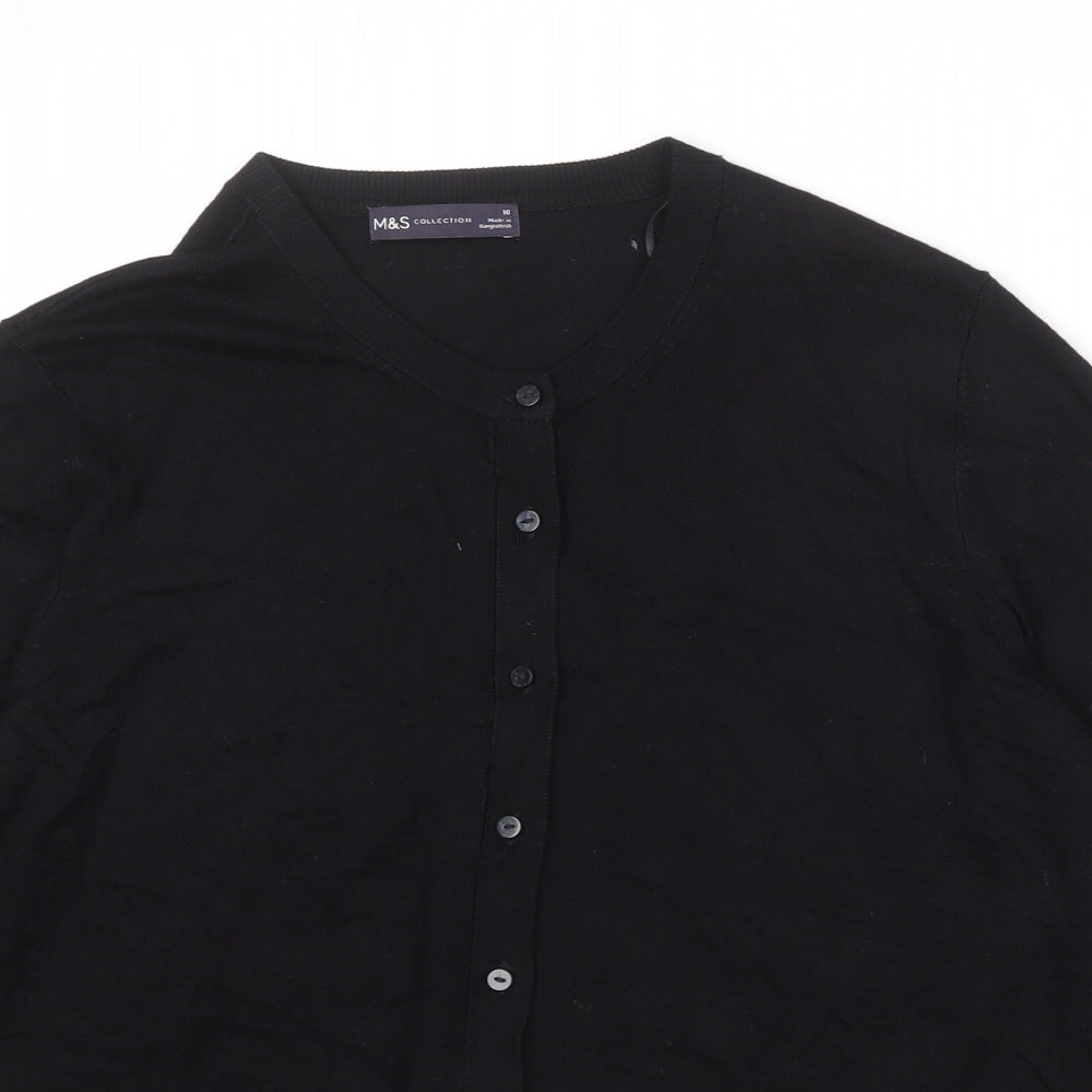 Marks and Spencer Womens Black Round Neck Viscose Cardigan Jumper Size 16