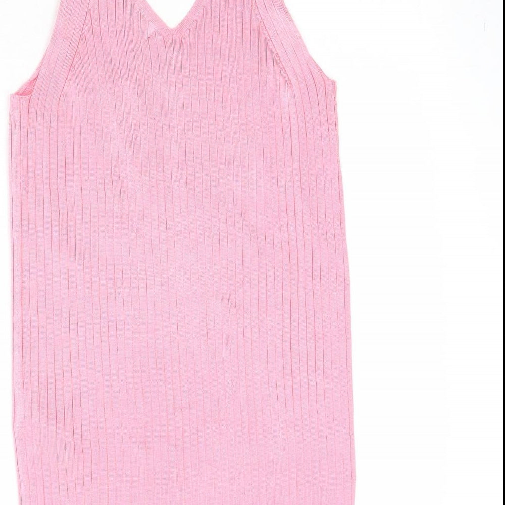 Marks and Spencer Womens Pink Viscose Basic Tank Size 12 V-Neck