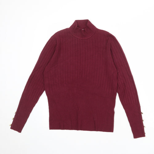 Per Una Womens Red Mock Neck Viscose Pullover Jumper Size 14