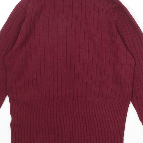 Per Una Womens Red Mock Neck Viscose Pullover Jumper Size 14