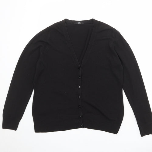 Marks and Spencer Womens Black V-Neck Acrylic Cardigan Jumper Size 14