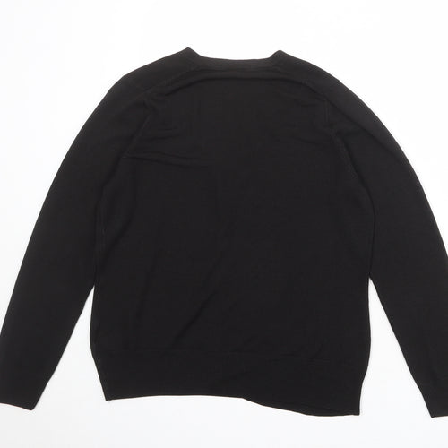 Marks and Spencer Womens Black V-Neck Acrylic Cardigan Jumper Size 14