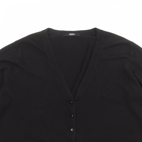 Marks and Spencer Womens Black V-Neck Acrylic Cardigan Jumper Size 14