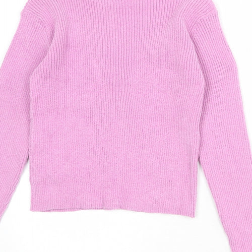 Marks and Spencer Girls Purple Round Neck Polyester Pullover Jumper Size 13-14 Years Pullover