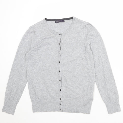 Marks and Spencer Womens Grey Round Neck Viscose Cardigan Jumper Size 12