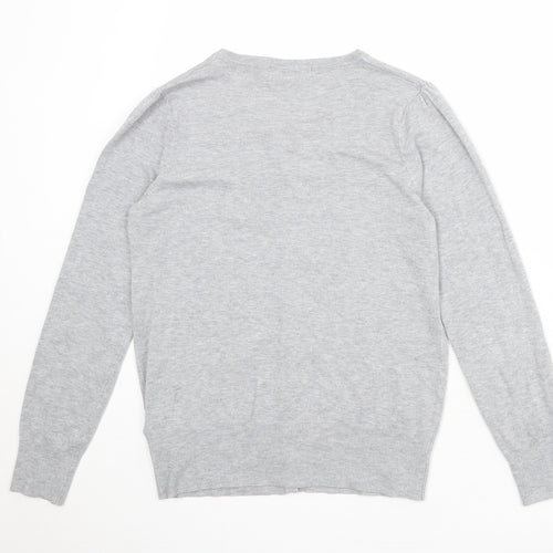 Marks and Spencer Womens Grey Round Neck Viscose Cardigan Jumper Size 12
