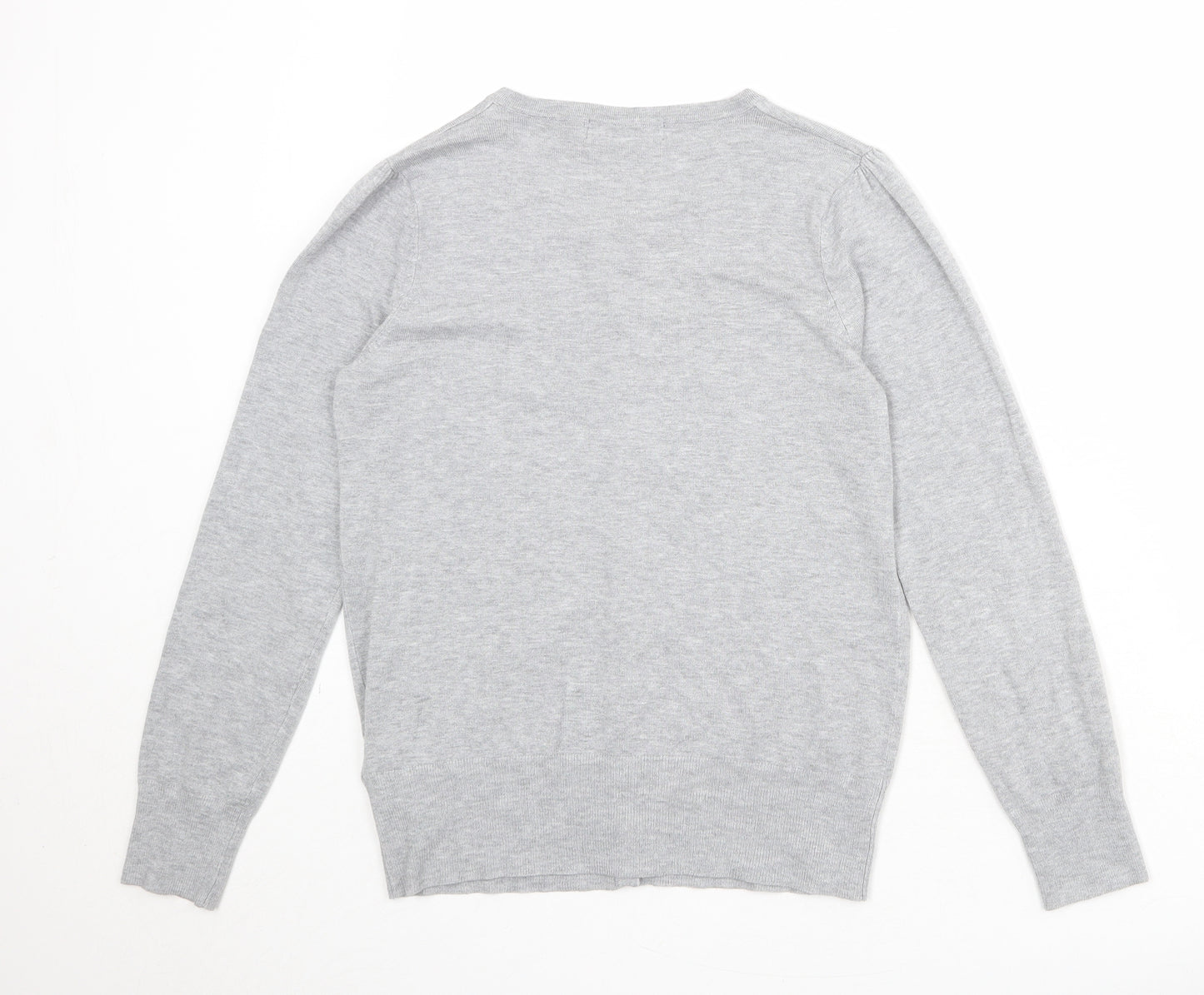 Marks and Spencer Womens Grey Round Neck Viscose Cardigan Jumper Size 12
