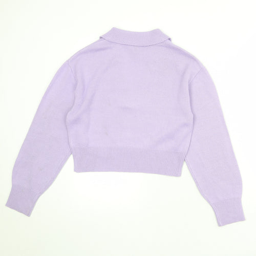 Divided by H&M Womens Purple Collared Acrylic Pullover Jumper Size S