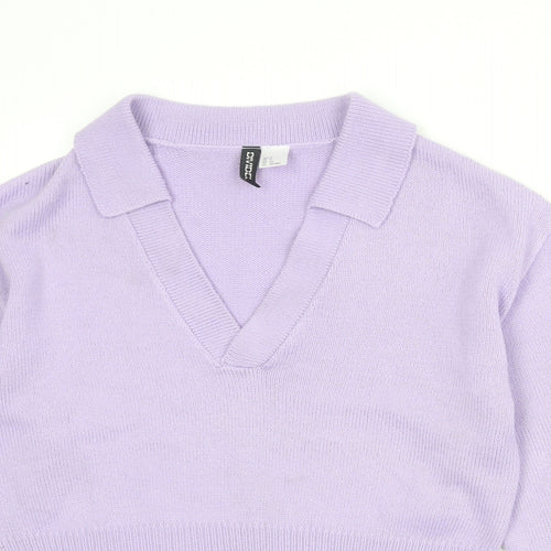 Divided by H&M Womens Purple Collared Acrylic Pullover Jumper Size S