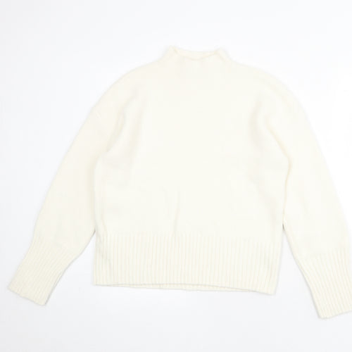 Marks and Spencer Womens Ivory Mock Neck Polyamide Pullover Jumper Size M