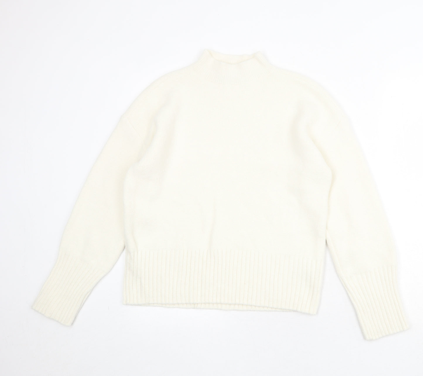 Marks and Spencer Womens Ivory Mock Neck Polyamide Pullover Jumper Size M