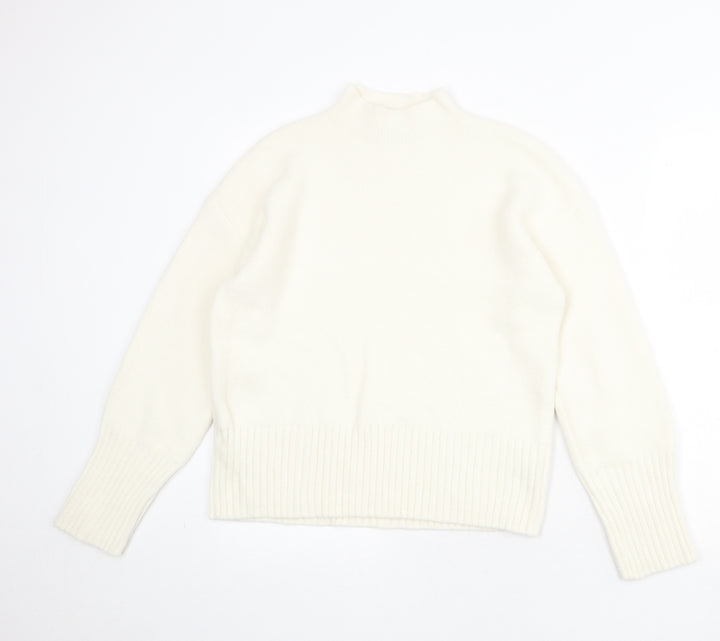 Marks and Spencer Womens Ivory Mock Neck Polyamide Pullover Jumper Size M