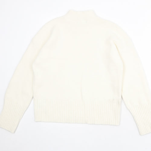 Marks and Spencer Womens Ivory Mock Neck Polyamide Pullover Jumper Size M