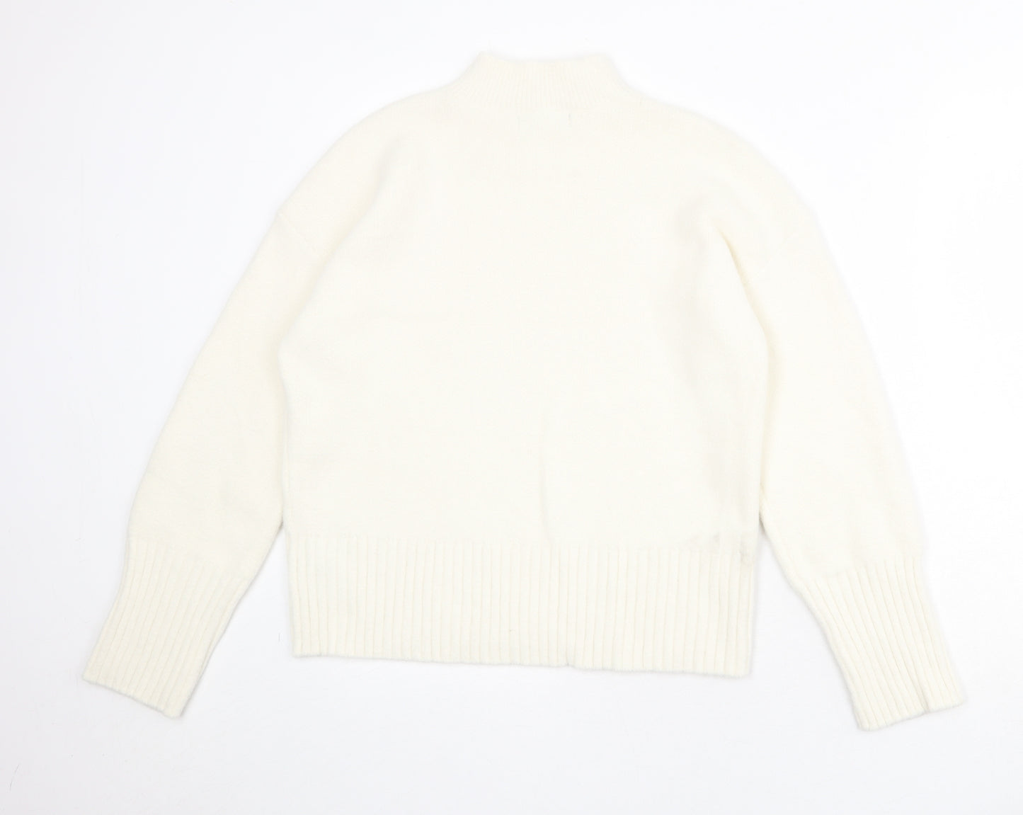 Marks and Spencer Womens Ivory Mock Neck Polyamide Pullover Jumper Size M