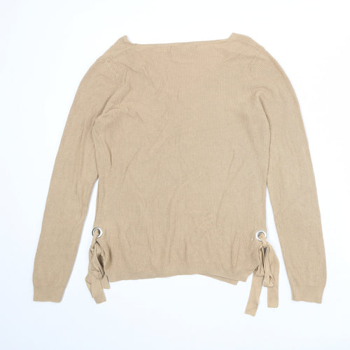 NEXT Womens Brown V-Neck Viscose Pullover Jumper Size 10