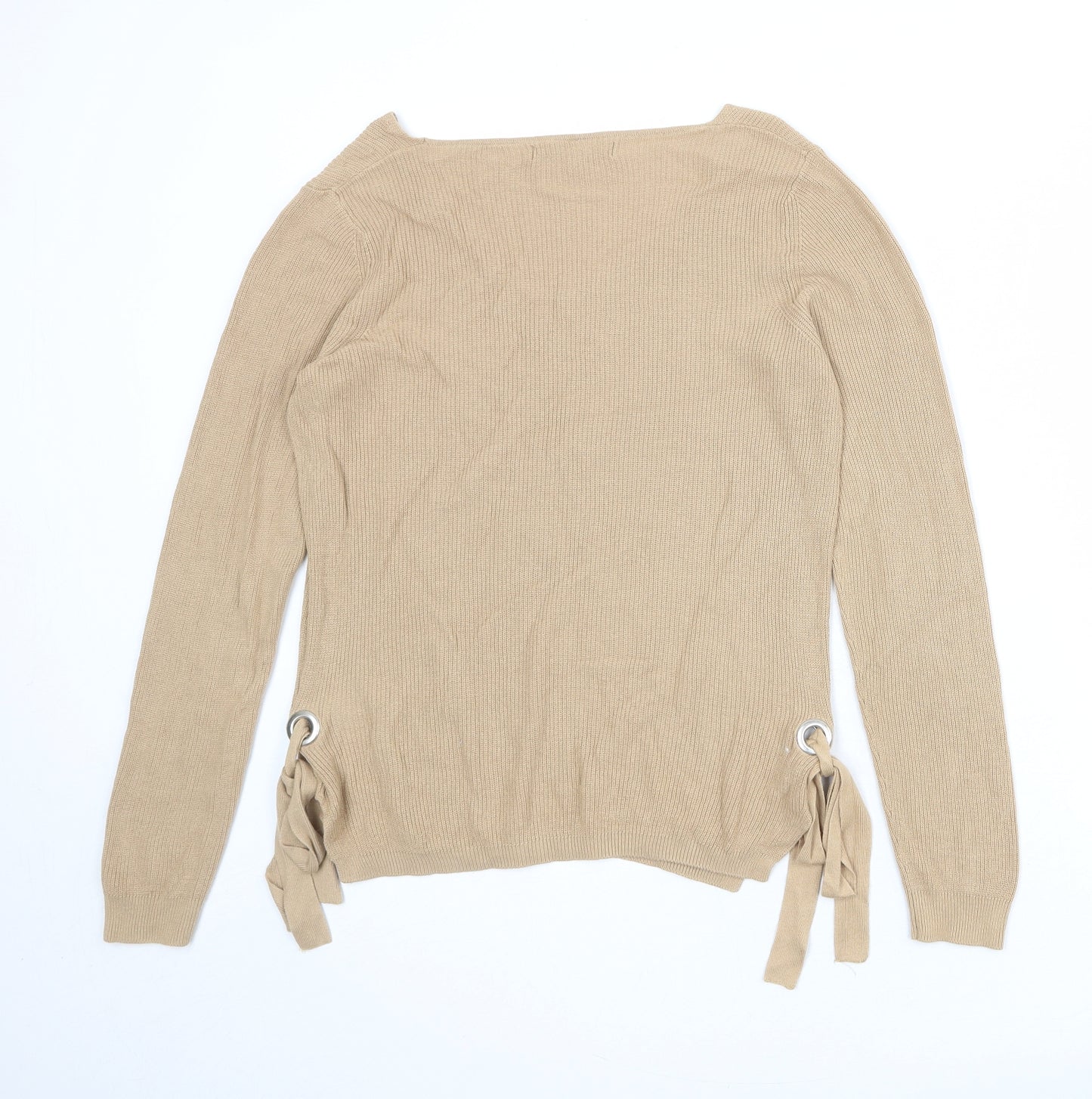 NEXT Womens Brown V-Neck Viscose Pullover Jumper Size 10