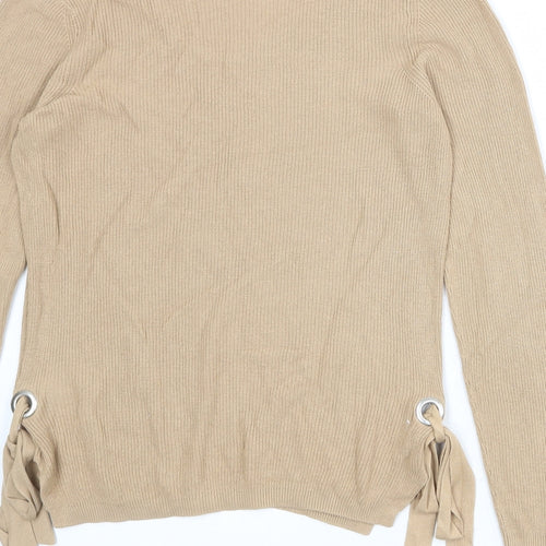NEXT Womens Brown V-Neck Viscose Pullover Jumper Size 10