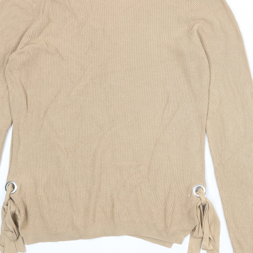 NEXT Womens Brown V-Neck Viscose Pullover Jumper Size 10