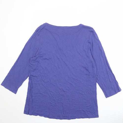 Marks and Spencer Womens Blue Cotton Basic T-Shirt Size 20 V-Neck