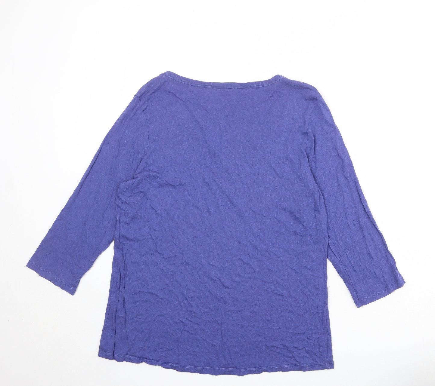 Marks and Spencer Womens Blue Cotton Basic T-Shirt Size 20 V-Neck