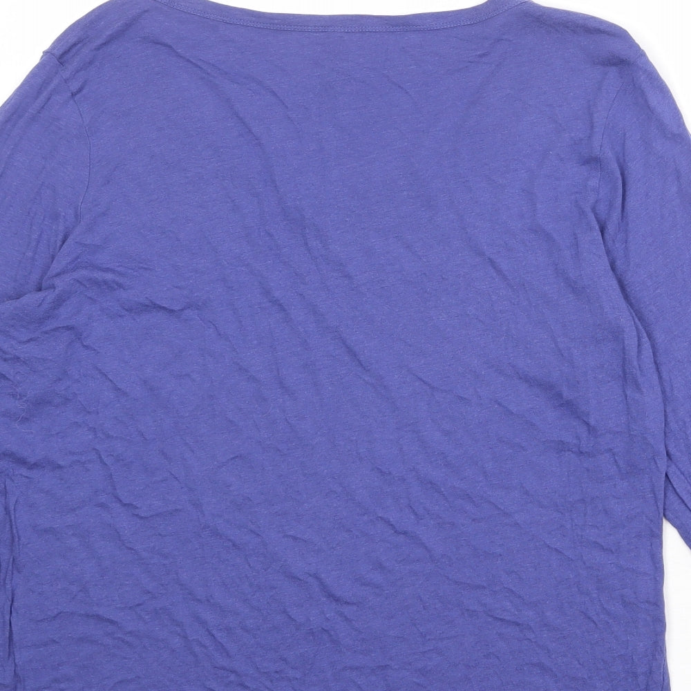 Marks and Spencer Womens Blue Cotton Basic T-Shirt Size 20 V-Neck