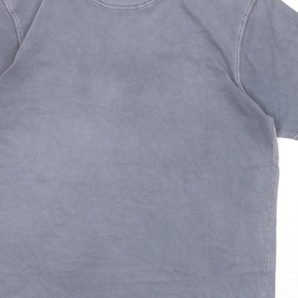 Maine Mens Grey Cotton T-Shirt Size M Round Neck