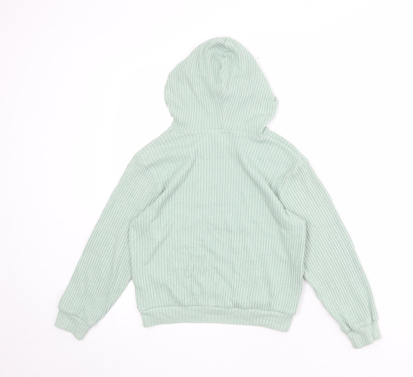 H&M Girls Green Viscose Pullover Hoodie Size 7-8 Years Pullover - Ribbed