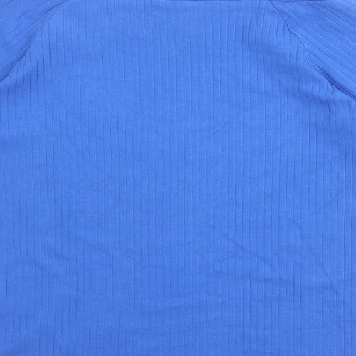 Marks and Spencer Womens Blue Cotton Basic T-Shirt Size 16 Off the Shoulder