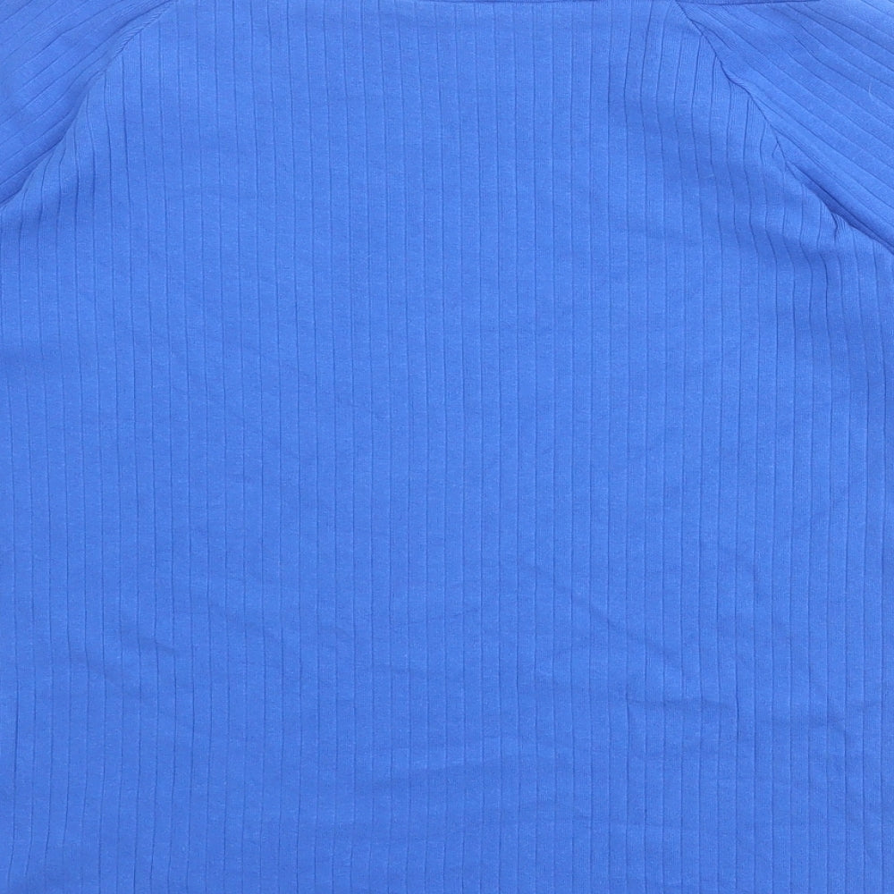 Marks and Spencer Womens Blue Cotton Basic T-Shirt Size 16 Off the Shoulder