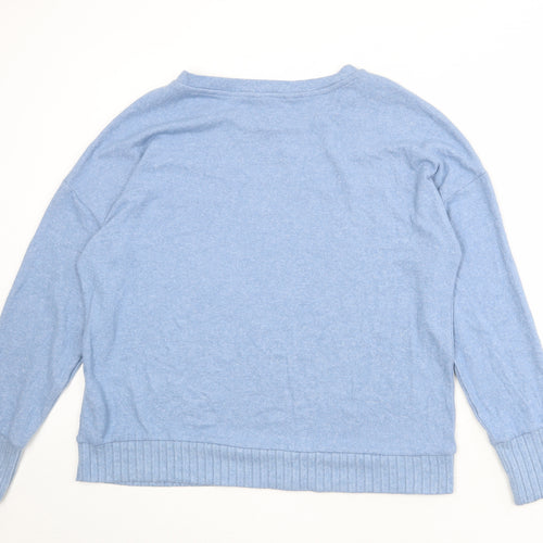 Marks and Spencer Womens Blue Round Neck Viscose Pullover Jumper Size 16