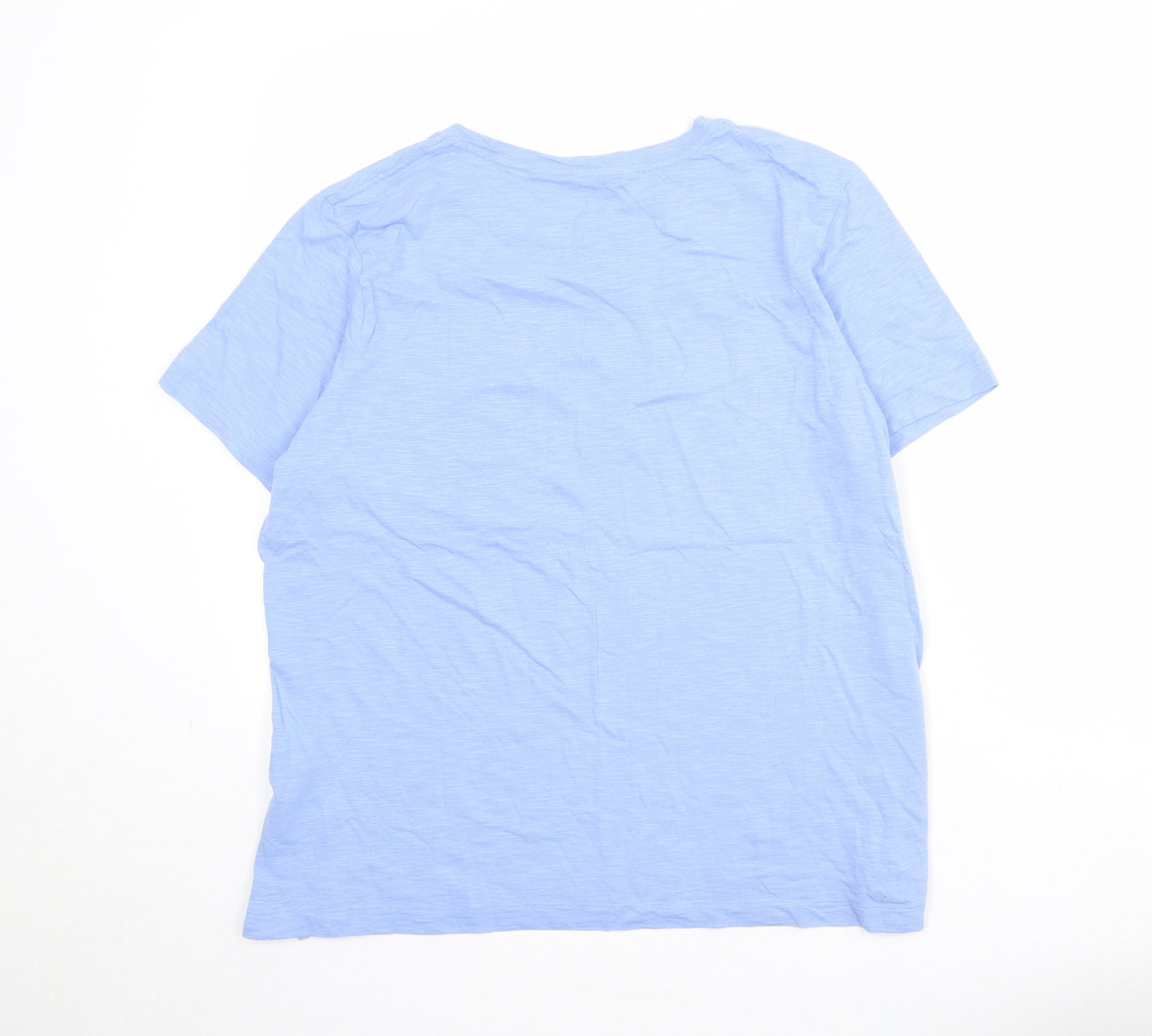 Marks and Spencer Womens Blue Cotton Basic T-Shirt Size 16 Round Neck