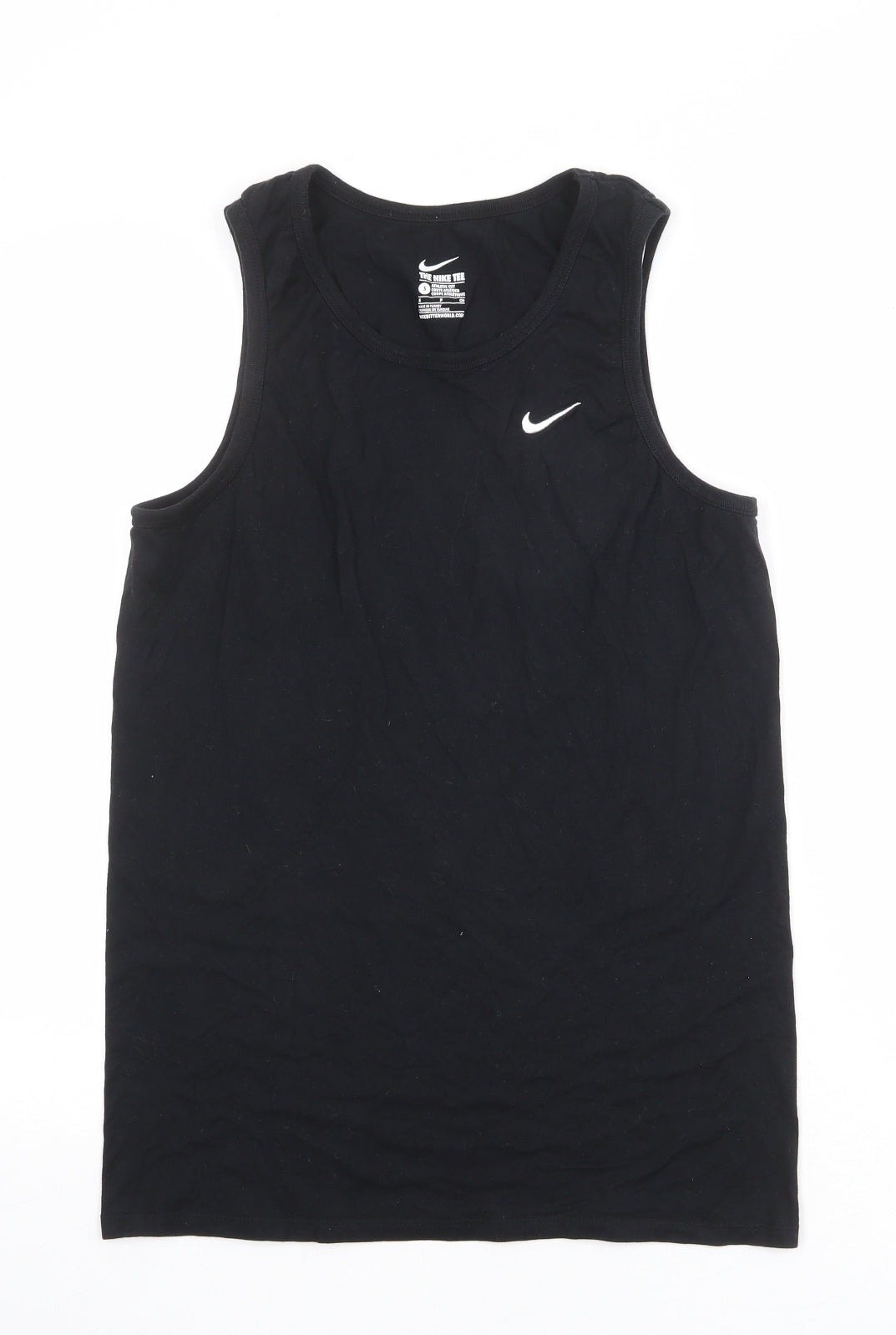Nike Mens Black 100% Cotton Basic Tank Size S Round Neck Pullover