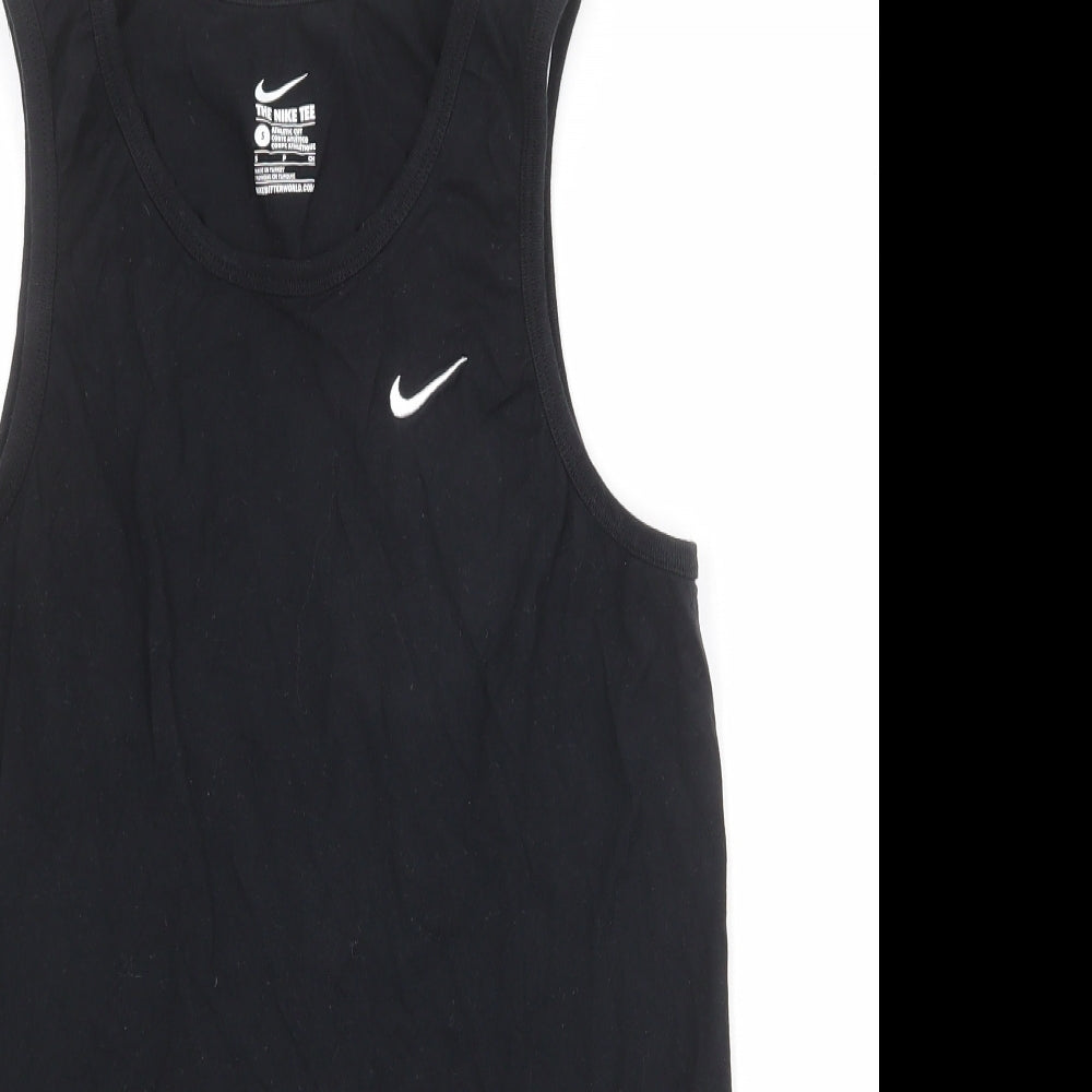 Nike Mens Black 100% Cotton Basic Tank Size S Round Neck Pullover