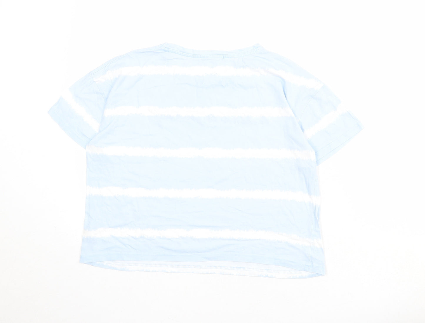 New Look Womens Blue Striped 100% Cotton Basic T-Shirt Size XS Round Neck - Be Kind to Yourself