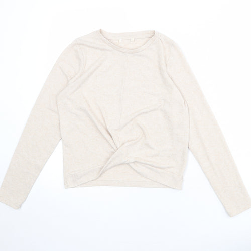 Jeff Banks Womens Beige Round Neck Polyester Pullover Jumper Size 10 - Size 10-12