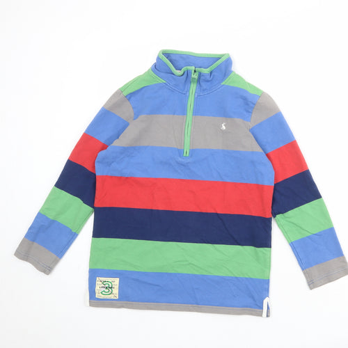 Joules Boys Multicoloured Striped Cotton Henley Sweatshirt Size 11-12 Years Zip