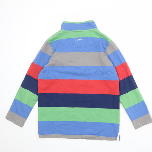 Joules Boys Multicoloured Striped Cotton Henley Sweatshirt Size 11-12 Years Zip