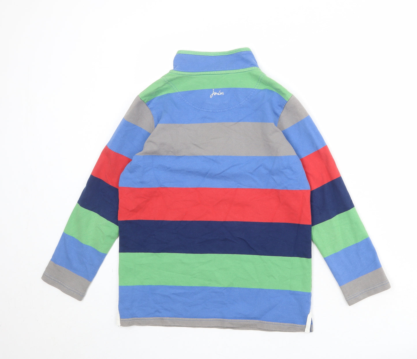Joules Boys Multicoloured Striped Cotton Henley Sweatshirt Size 11-12 Years Zip