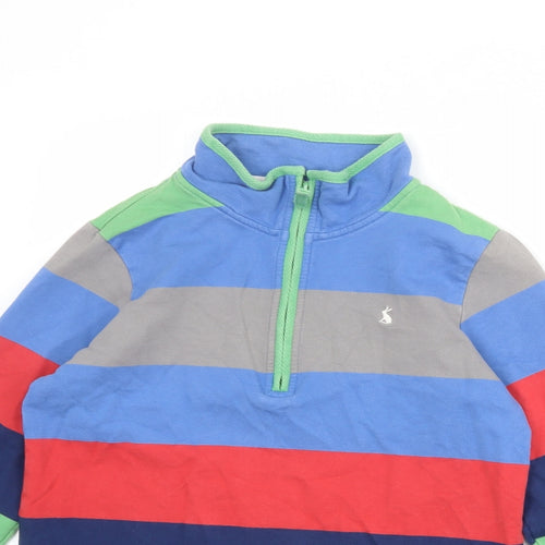 Joules Boys Multicoloured Striped Cotton Henley Sweatshirt Size 11-12 Years Zip