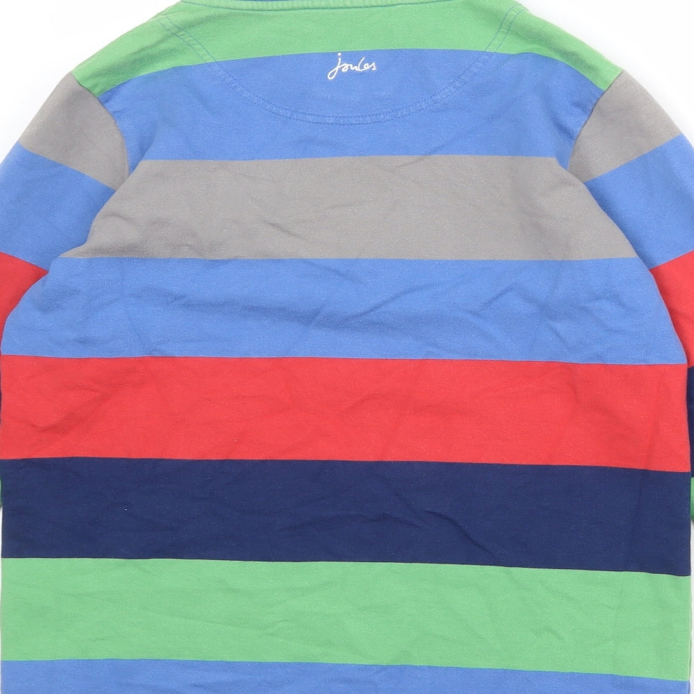 Joules Boys Multicoloured Striped Cotton Henley Sweatshirt Size 11-12 Years Zip