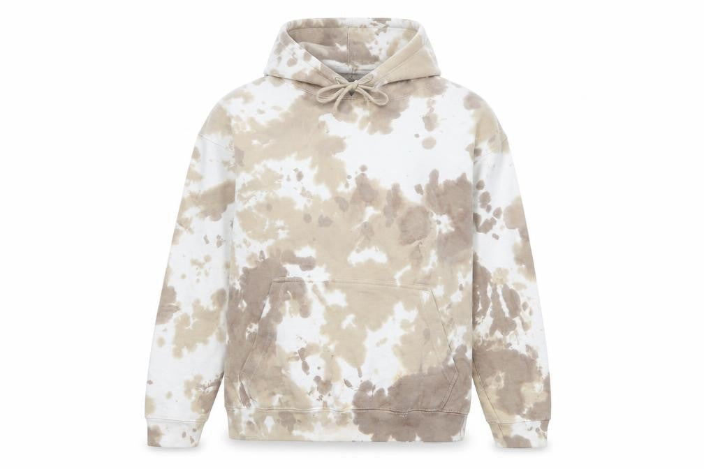 Front view of PRETTYLITTLETHING women’s multicoloured geometric polyester pullover hoodie, size S, pullover - tie dye