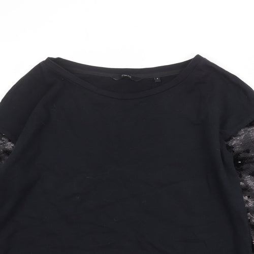 NEXT Womens Black 100% Cotton Pullover Sweatshirt Size S Pullover - Sequin Sleeve