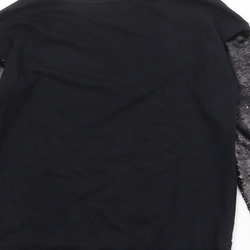 NEXT Womens Black 100% Cotton Pullover Sweatshirt Size S Pullover - Sequin Sleeve
