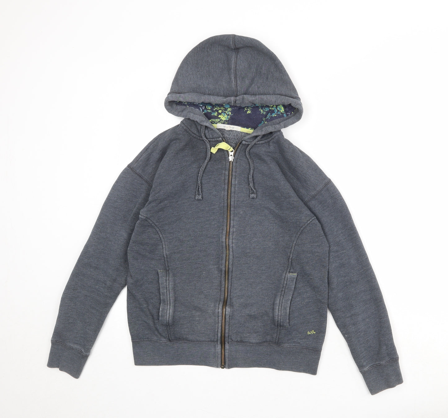 White Stuff Womens Grey Cotton Full Zip Hoodie Size M Zip